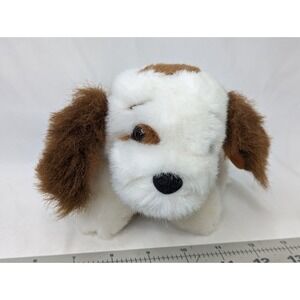 Princess Soft Toys White Dog Plush Brown Patch 5 Inch Vintage Stuffed Animal Toy